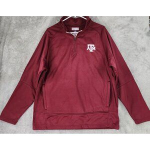 Majestic Texas A&M Aggies Jacket Mens Large Maroon 1/4 Zip Long Sleeve Pullover